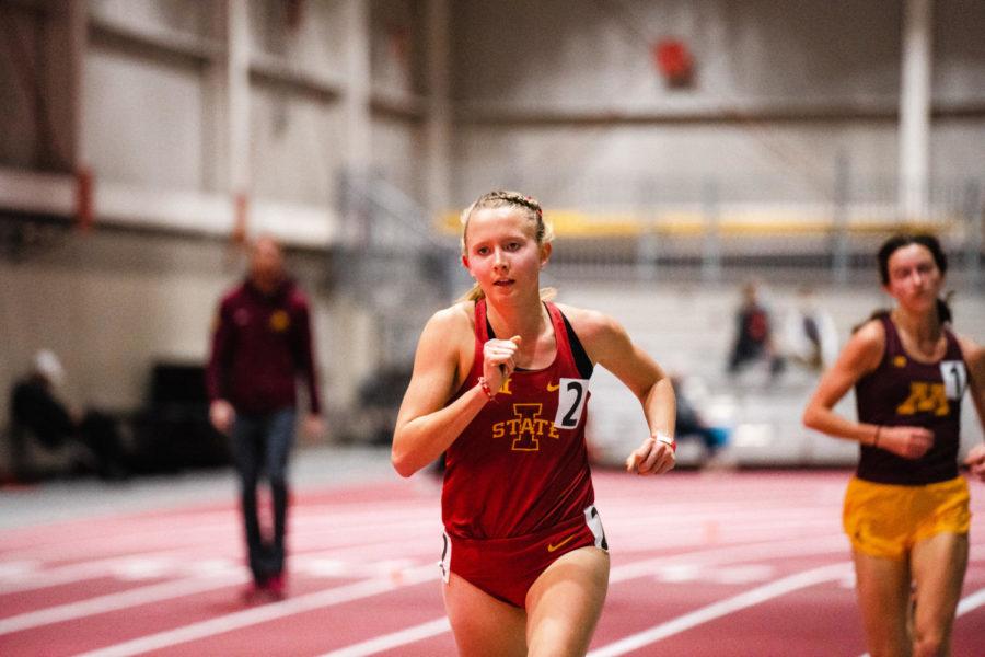 Cailie Logue competes in the Iowa State Classic on Jan. 11, 2022.