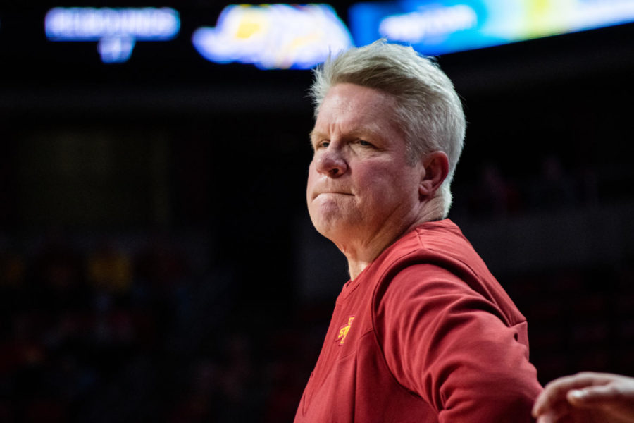 Iowa+State+head+coach+Bill+Fennelly+looks+towards+his+team+as+they+play+against+South+Dakota+State+on+Nov.+15+in+Hilton+Coliseum.