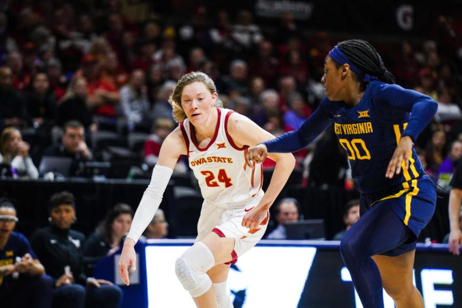 Iowa State senior Ashley Joens drives to the basket during the Cyclones 66-60 win over West Virginia in the first round of the Big 12 Womens Basketball Championship on March 11 in Kansas City, Mo.