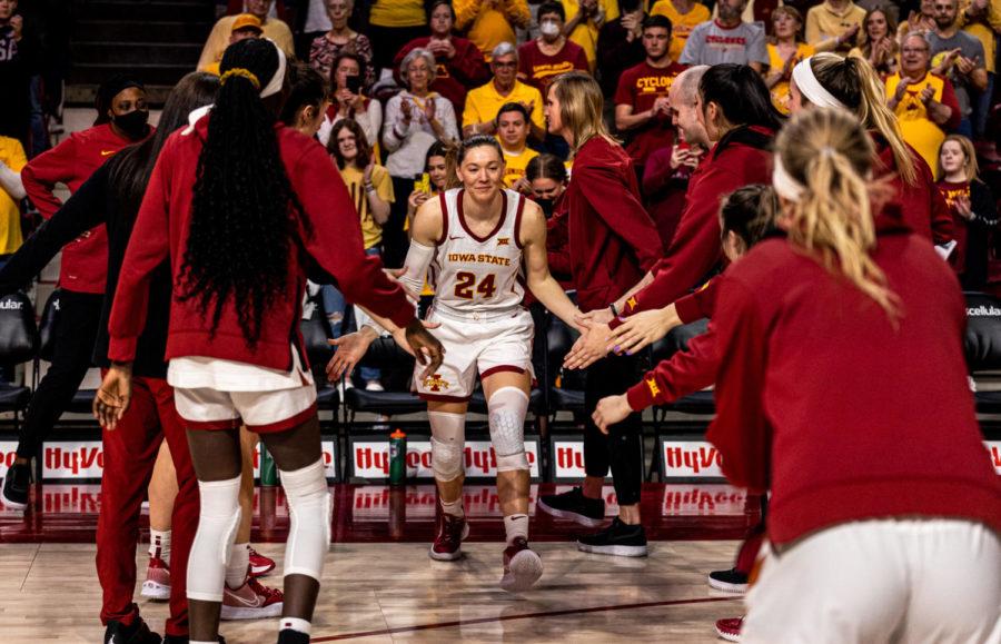 Ashley Joens gets introduced on Senior Night in the Cyclones 87-62 loss to No. 5 Baylor on Feb 28.
