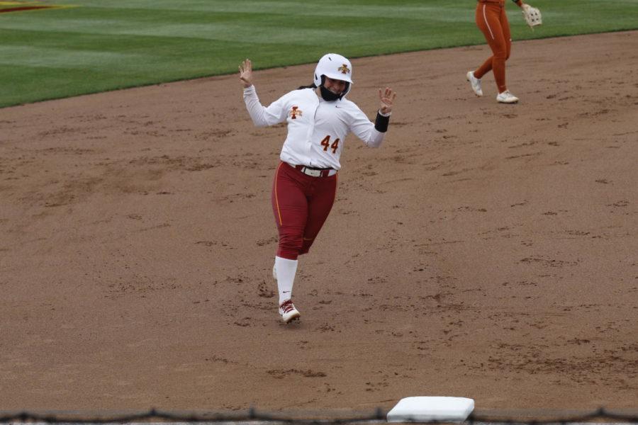 Mikayla Ramos runs around the bases after a home run April 8, 2021. 