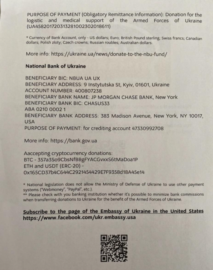 (cont.) Information provided by the Embassy of Ukraine on how to help the Armed Forces of Ukraine. 