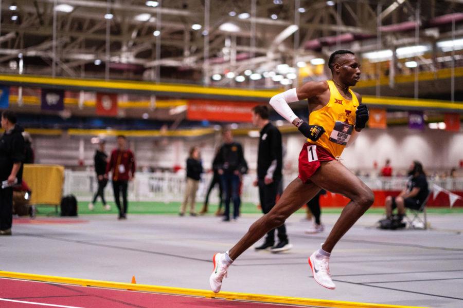 Wesley+Kiptoo+competes+in+the+5000+meter+race+in+the+Big+12+Indoor+Track+and+Field+Championships+on+Feb.+25+at+Lied+Recreation+Center.