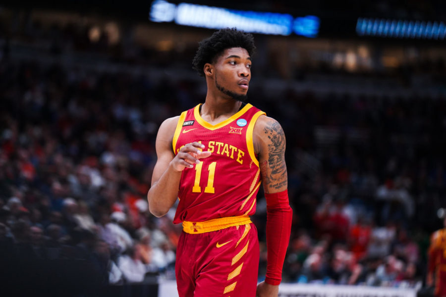 Iowa State guard Tyrese Hunter plays against the Miami Hurricanes in the Sweet 16 on March 25. The Cyclones lost 70-56.