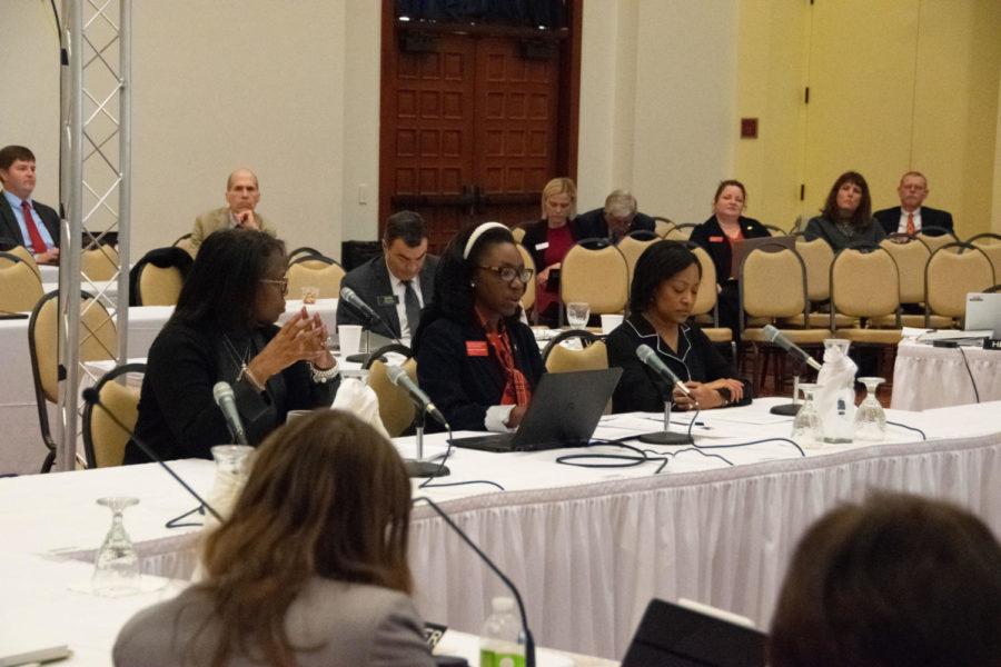 Sharon Perry Fantini spoke to the Board of Regents on the history of diversity, equity and inclusion efforts on Iowa States campus.