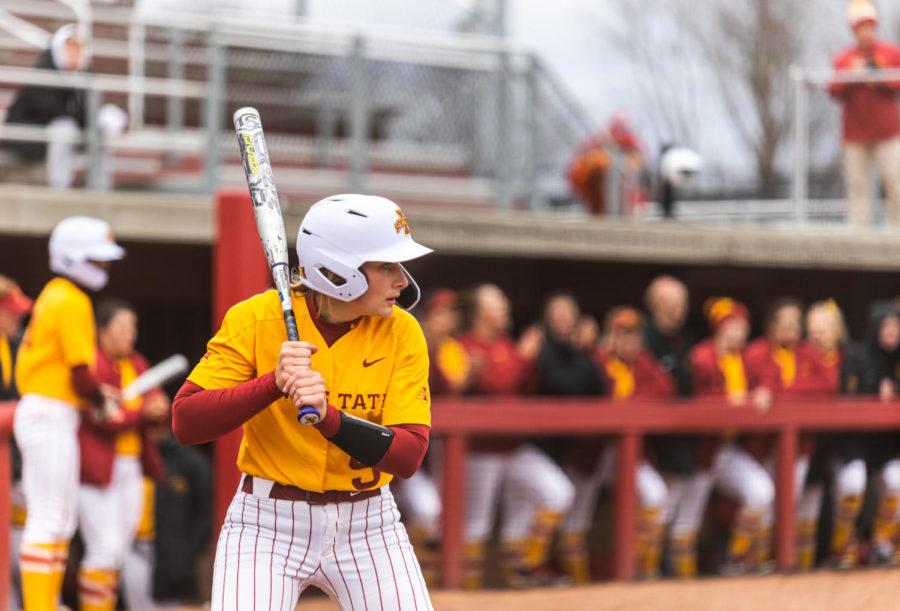 Iowa State sophomore Natalie Wellet stands in the batters box during the Cyclones game against the Northern Iowa Panthers on April 6.