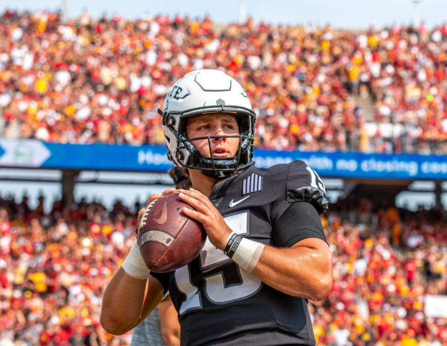 Brock Purdy warms up against No. 10 Iowa on Sept. 11, 2021.