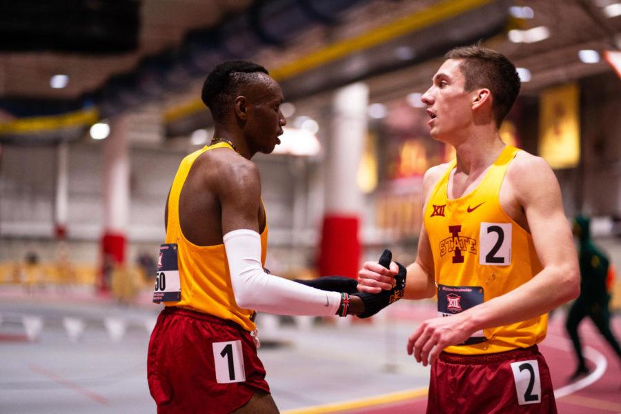 Iowa+State+junior+Wesley+Kiptoo+%28left%29+and+redshirt+senior+Thomas+Pollard+%28right%29+compete+in+the+2022+Big+12+Indoor+Track+and+Field+Championships+on+Feb.+25+at+Lied+Recreation+Center.