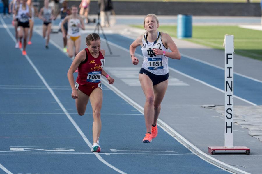 Iowa State freshman Janette Schraft competes in the 1,500 meter run at the Drake Relays on April 22, 2021. 