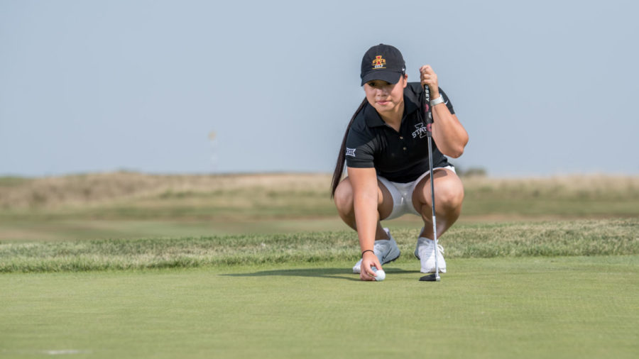 Iowa State sophomore Ruby Chou hits a practice shot. (Courtesy of Iowa State Athletics)