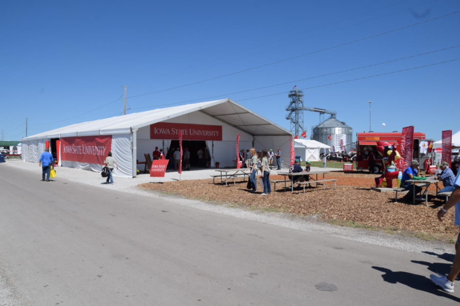 Iowa States exhibit at the farm progress show was located towards the center of the 80-acre exhibit field.