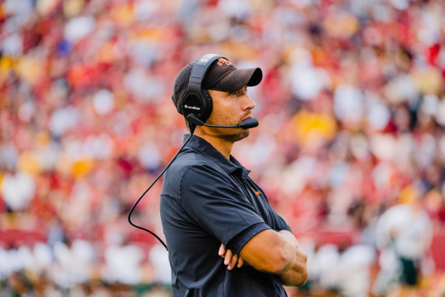 Iowa State head football coach Matt Campbell during the game against Ohio on Sept. 17