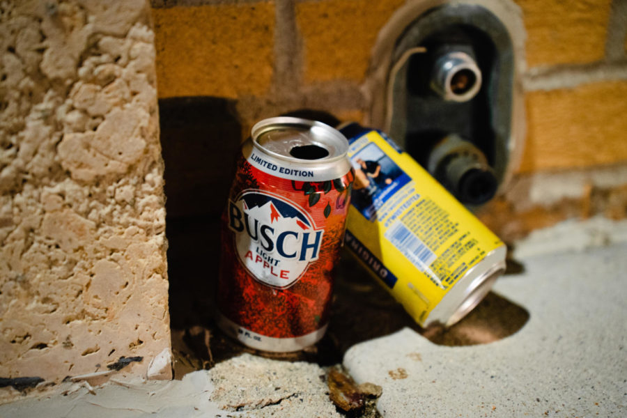 Discarded beer cans sit outside of businesses on Lincoln Way on 801 day, Aug. 20, 2022.  