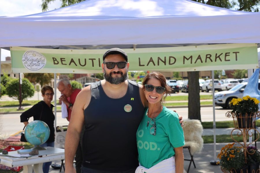 Jody Bergan Bennett and Andrew Kingsbury, Beautiful Land Market founders, at the event Sunday.