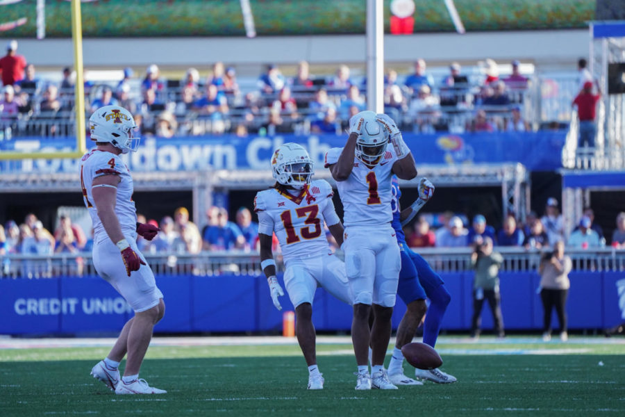 Anthony Johnson shows frustration after dropping potential interception against Kansas on Oct. 1.
