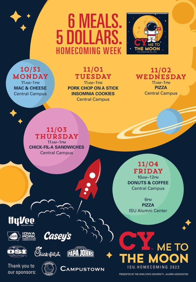 Food on Campus is a Homecoming event that allows students to buy six meals for $5. 