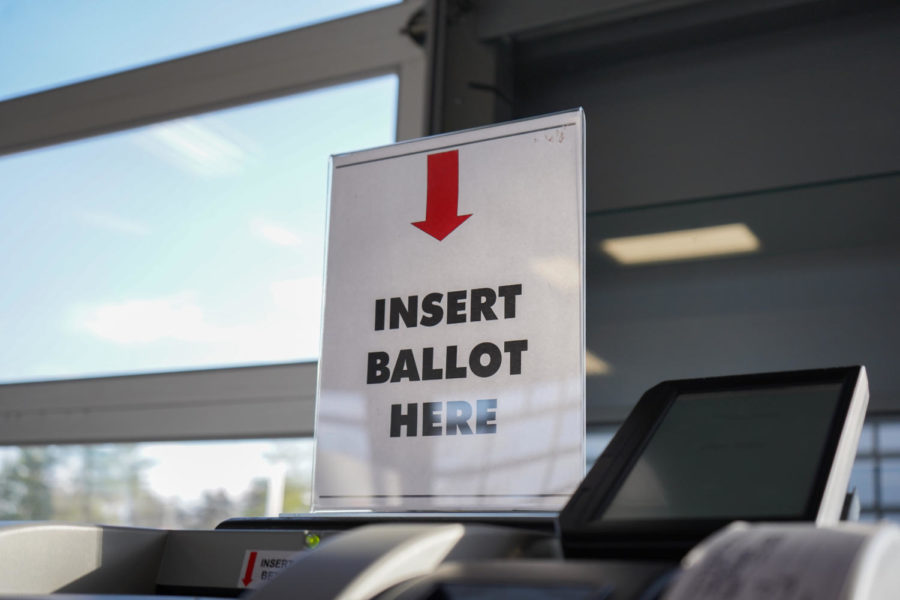 An+Insert+Ballot+Here+sign+at+Wilson+Toyota+of+Ames+on+Nov+8