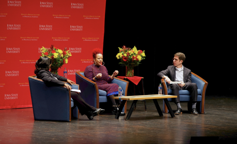 Nikole Hannah-Jones discusses the 1619 Project with Alex Tuckness and Monic Behnken during the 2022 Manatt Phelps-Lecture.