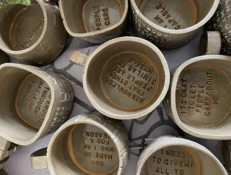 Whats the lie yourself? is a year-long ceramic mug project Iowa State student Sabrina Konchan took exploring others identities, experiences and insecurities. 