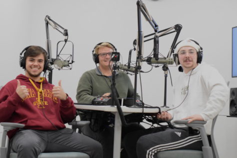 Some students had the opportunity to test out the digital media workshops podcasting studio during the Student Innovation Center housewarming event.