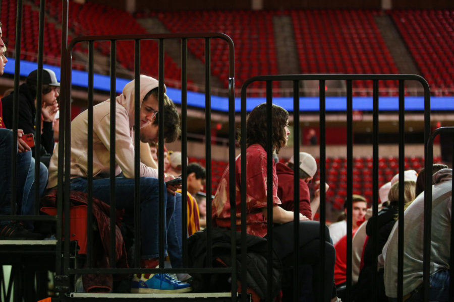 Students wait in the student section for the Cyclones to face off with K-State on Jan. 24, 2023.