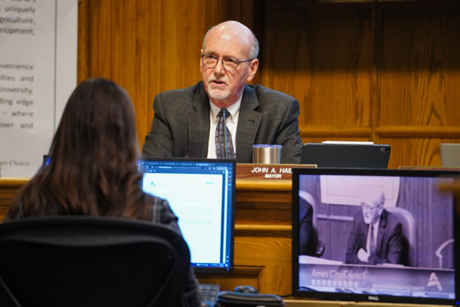 City of Ames Mayor John Haila speaks during an Ames City Council meeting on Jan. 24. 