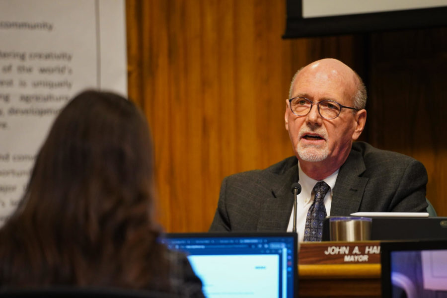 City of Ames Mayor John Haila speaks during an Ames City Council meeting on Jan. 24. 