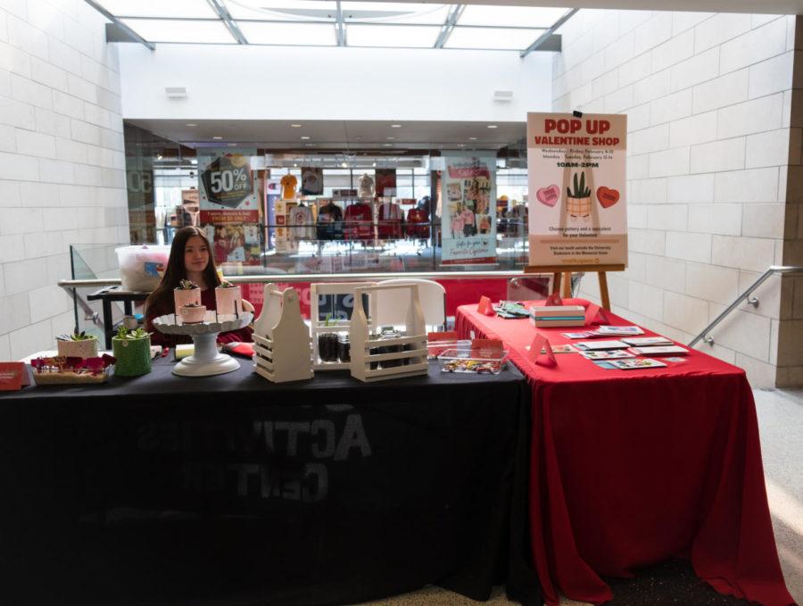 Pop Up Valentine Shop outside Memorial Union Bookstore