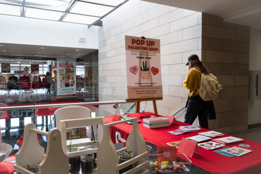 Pop Up Valentine Shop outside Memorial Union Bookstore