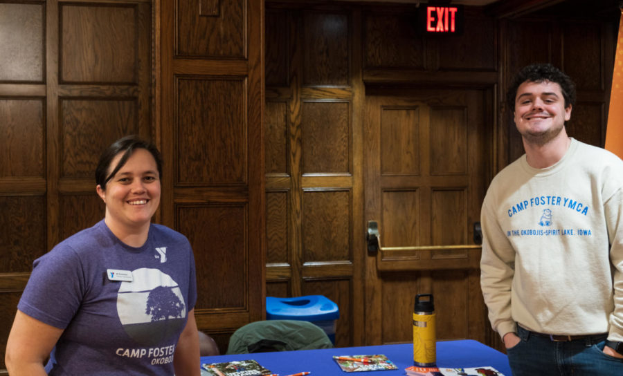 Leaders from Camp Foster Okoboji posed for a picture at the People to People Career Fair in the Memorial Union.