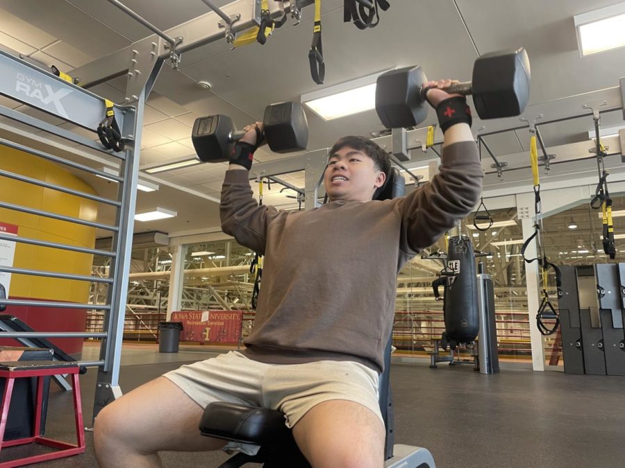 Steven Bui, a sophomore studying computer science, powers through a workout at State Gym Feb. 5. 