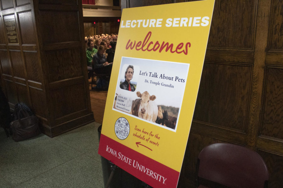 Signage at the Lets Talk About Pets lecture at the Memorial Union on Feb. 2. 