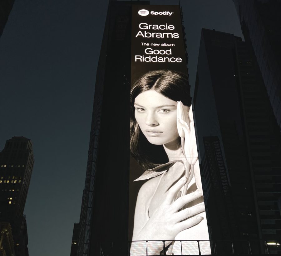 Gracie Abrams was featured on the Spotify billboard in New York City.