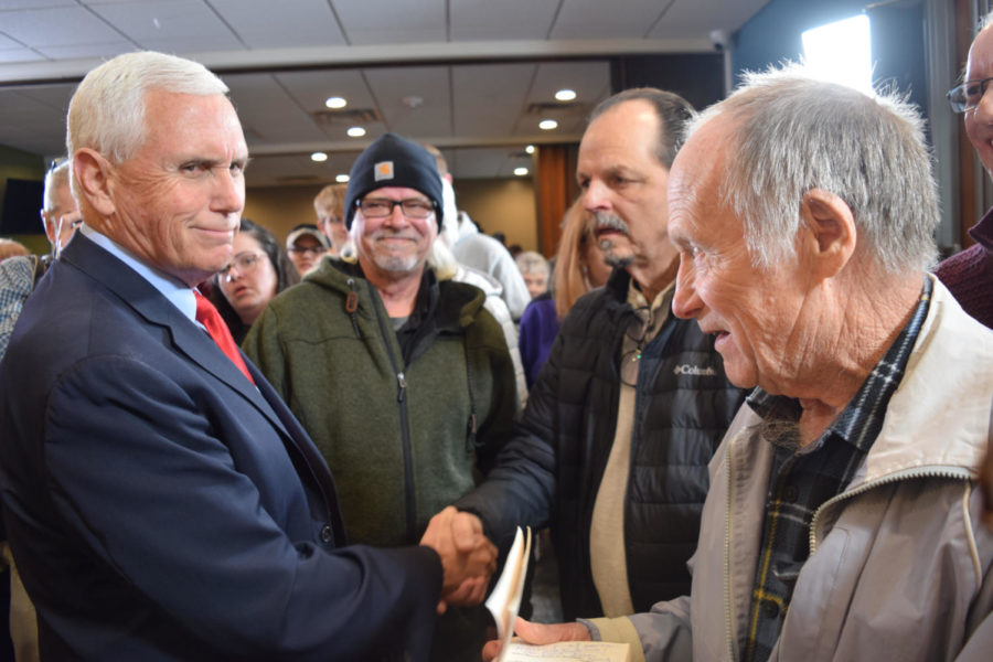 Former Vice President Mike Pence meeting with members of the audience at the Advance Americans Freedoms rally. 
