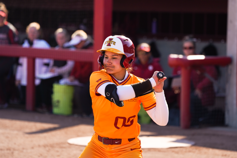 Milaysia Ochoa at the plate in game one against Oklahoma on Mar. 24, 2023.