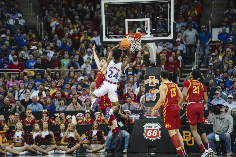 KJ Adams Jr. at the 2023 Big 12 Tournament Semifinals versus Kansas in the T-Mobile Center, Mar. 10.