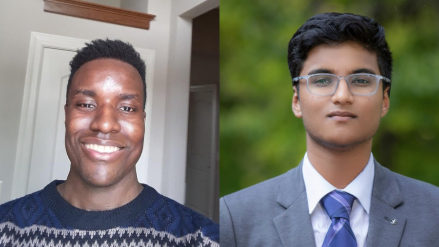 Obi Agba, a junior majoring in political science (left), and Asray Gopa, a freshman majoring in computer science (right), are all running to fill the senate seats to represent the College of Liberal Arts and Sciences on the senate. All headshots were provided by the respective candidate..