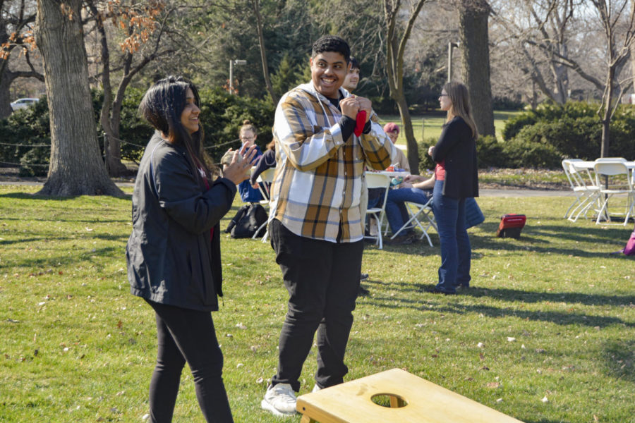 The ISSO program held an outdoor social event at the greenery space at the Campanile on Apr. 7, 2023.