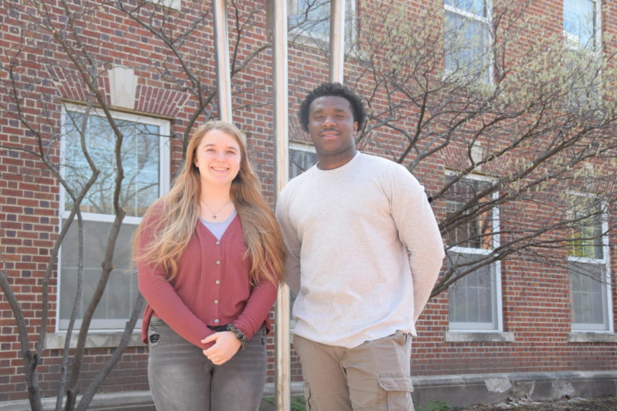 Beau Mohr, a sophomore in marketing, and Mohamed Saidu, a freshman in management information systems, pictured outside the Student Services Building, which houses the TRIO offices.