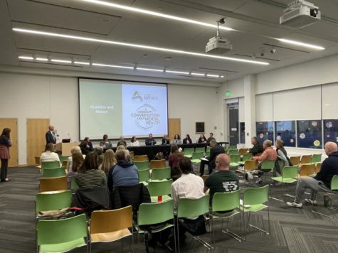 The community conversation on mental health, titled Navigating Mental Health/Substance Use Systems, was hosted at the Ames Public Library May 2.