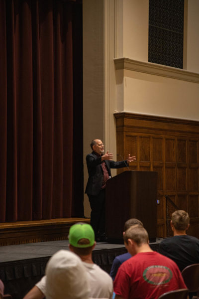 Dr. Tyler Cowen speaks to students and faculty about The Economics of Articifial Intelligence on September 7, 2023, In the Great Hall of the Memorial Union as a part of the Iowa State Lecture Series