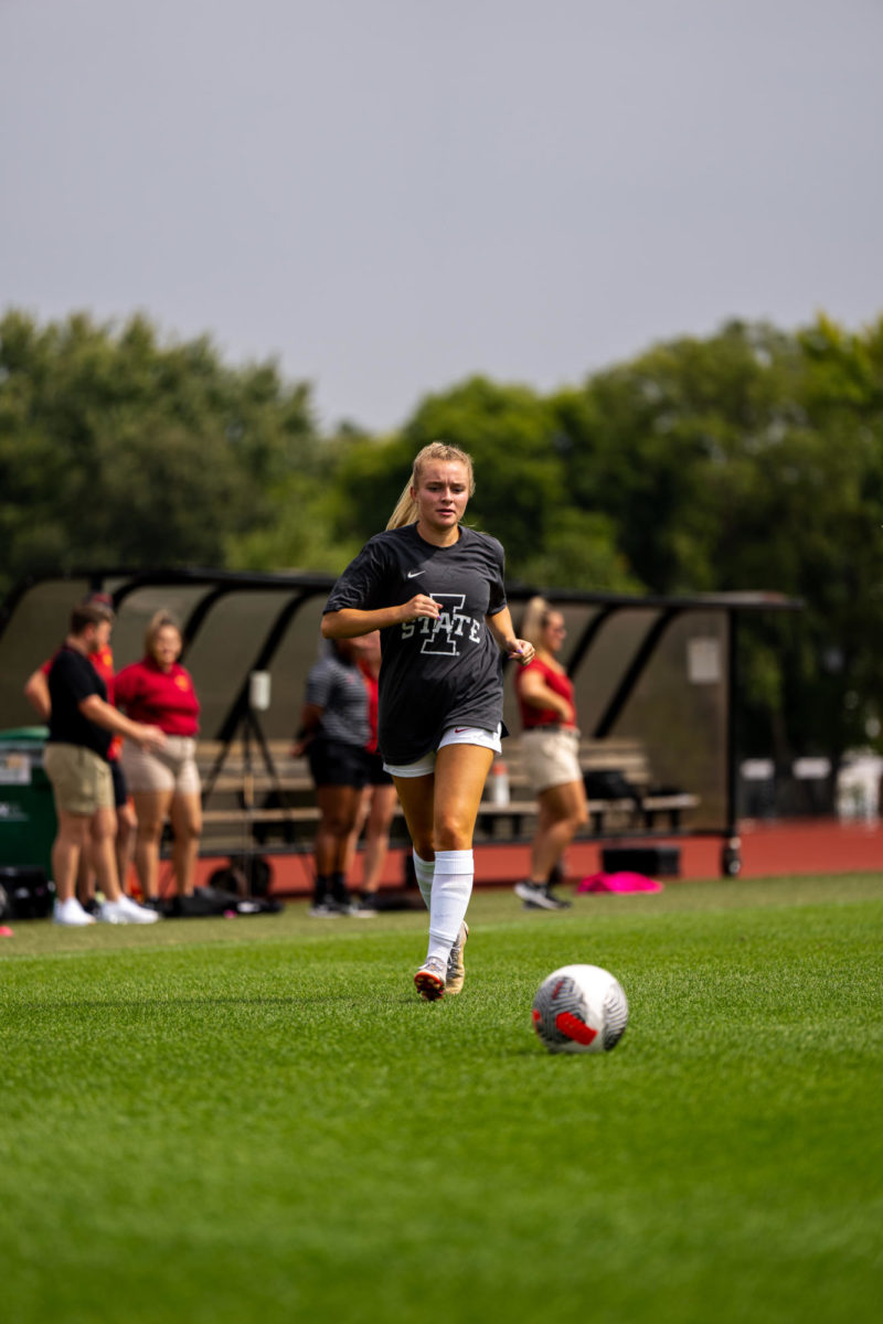 Hannah Shaw warming up before the Iowa State vs. Kentucky match, Cyclone Sports Complex, Sept. 10th, 2023.