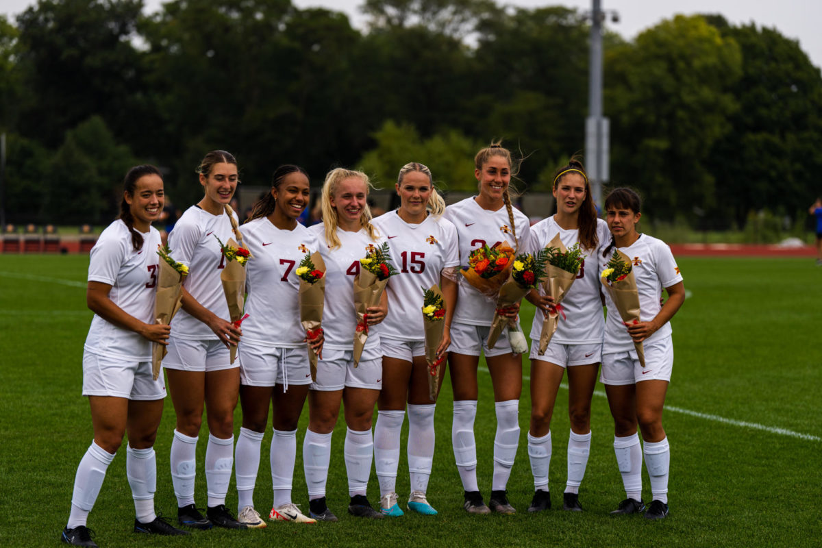 Iowa State seniors are honored before the Iowa State vs. Kentucky match, Cyclone Sports Complex, Sept. 10th, 2023.