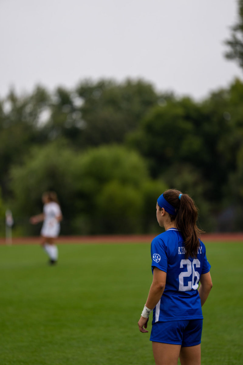 Kentuckys Maya Lacognato waiting for Iowa State to kick-off at the Iowa State vs. Kentucky match, Cyclone Sports Complex, Sept. 10th, 2023.