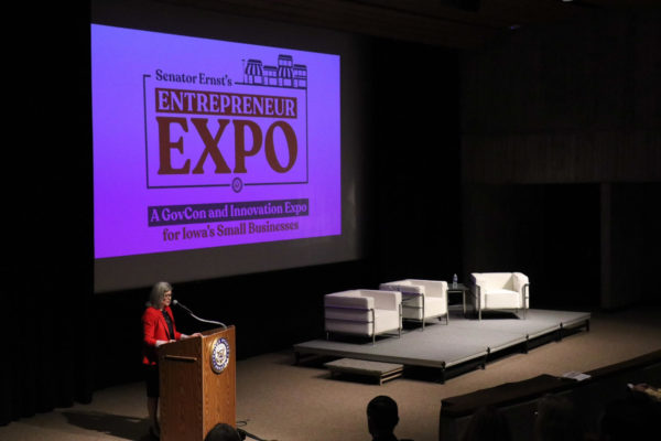 U.S. Sen. Joni Ernst speaking at the Entrepreneur Expo Sept. 22.