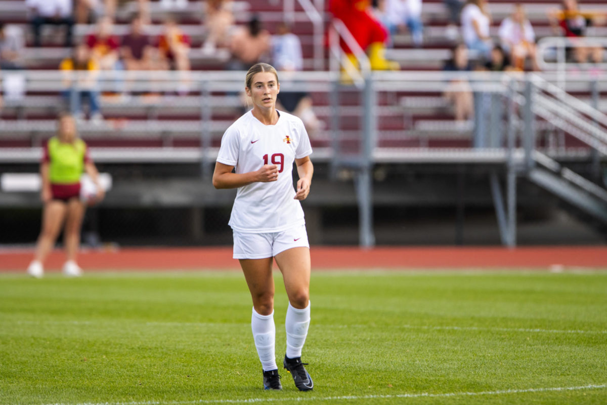 Alex Campana at the beginning of play in the Iowa State vs. Oklahoma State match, Cyclones Sports Complex, Sept. 14th, 2023.