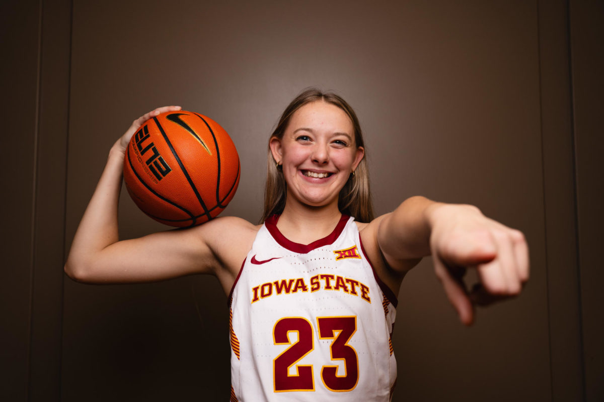 Kelsey Joens at Iowa State womens basketball media day, Sukup Basketball Complex, Oct. 12, 2023. 