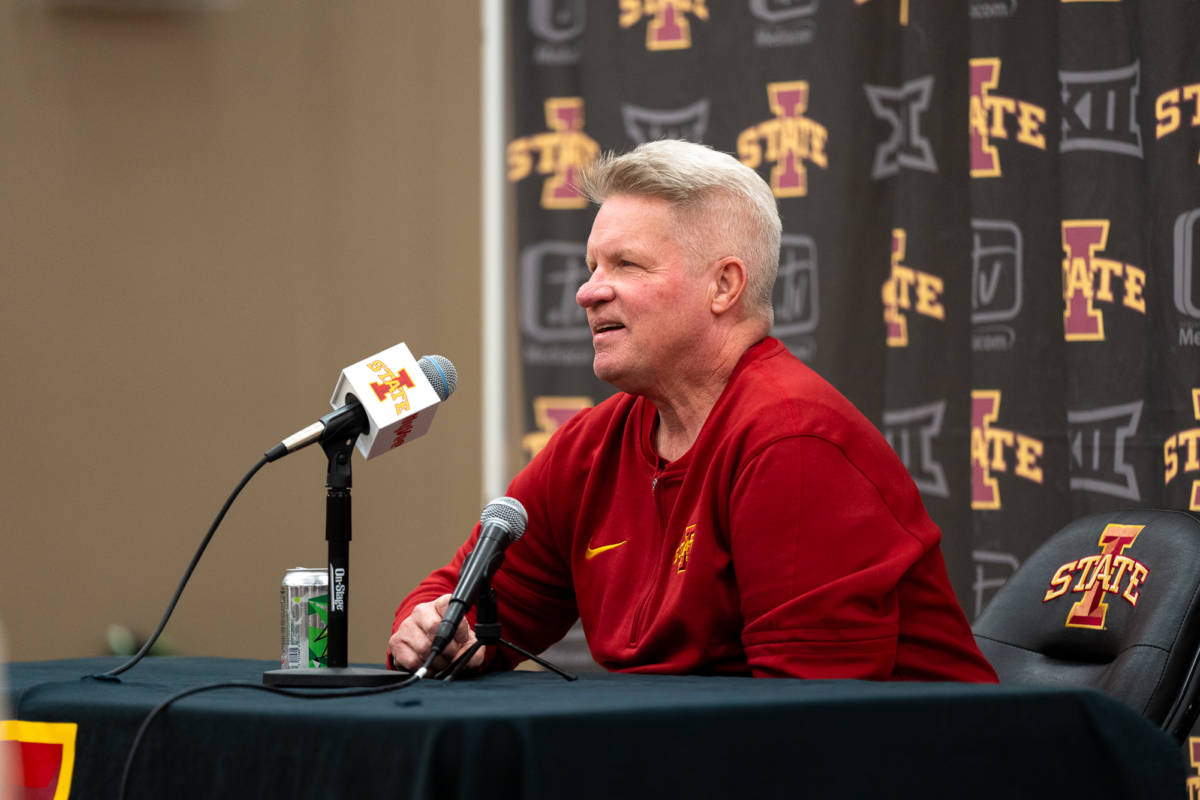 Head coach Bill Fennelly addresses the media during the Iowa State womens basketball media day, Sukup Basketball Complex, Oct. 12, 2023. 