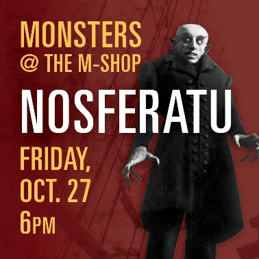 There will be a free showing of Nosferatu, one of the first horror movies, in the Maintenance Shop on Friday evening.