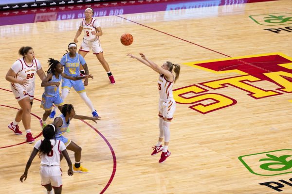 Kelsey Joens attempts a 3-Pointer during the Iowa State vs Southern Womens Basketball Game, Hilton Coliseum, Nov. 20, 2023.